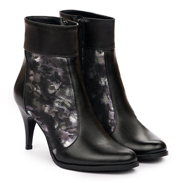 Botine dama elegante din piele naturala neagra 1016